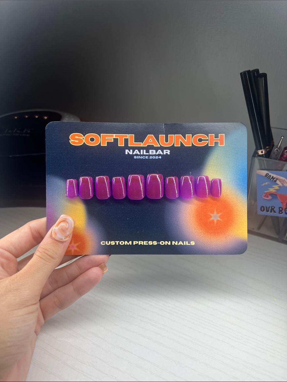 SOFTLAUNCH Vibrant Purple Press-On Nail Set